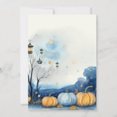 ブルー金ゴールドカボチャ赤ちゃんシャワーサンキューカード サンキューカード (裏面)