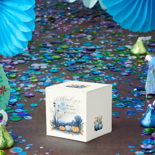 ブルー金ゴールドカボチャ赤ちゃんシャワーモノグラム フェイバーボックス (パーティー)