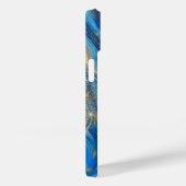 ブルー金ゴールドカラースワールスパークルモノグラム Case-Mate iPhoneケース (裏面 / 右)