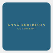 ブルー金ゴールドカラープロフェッショナルトレンディーミニマリスト スクエアシール (正面)