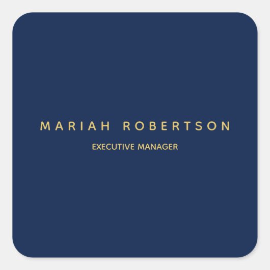 ブルー金ゴールドカラープロフェッショナルトレンディーモダンプレーン スクエアシール (正面)