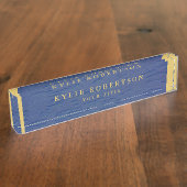 ブルー金ゴールドカラープロフェッショナルトレンディー モダン デスクネームプレート (側面)