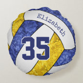 ブルー金ゴールドガーリーバレーチームの色 ラウンドクッション (裏面)