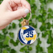 ブルー金ゴールドキッズチームカラーカスタムバレーボール キーホルダー (手)