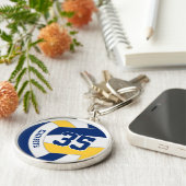 ブルー金ゴールドキッズチームカラーカスタムバレーボール キーホルダー (側面)