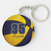 ブルー金ゴールドキッズ10代チームカラーギフトバスケットボール キーホルダー (裏面)