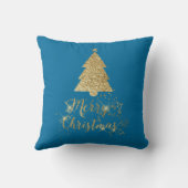 ブルー金ゴールドキラメリークリスマスツリー クッション (裏面)