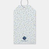 ブルー金ゴールドクリスマスオーナメントとドットホリデイ ギフトタグ (裏面)