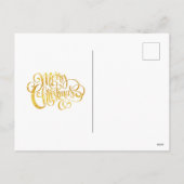 ブルー金ゴールドクリスマスオーナメントクリスマスホリー シーズンポストカード (裏面)