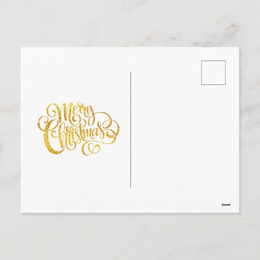 ブルー金ゴールドクリスマスオーナメントクリスマスホリー シーズンポストカード (裏面)