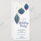 ブルー金ゴールドクリスマスオーナメントホリデイ 招待状 (正面)