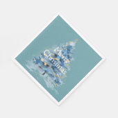 ブルー金ゴールドクリスマスツリー スタンダードランチョンナプキン (角)