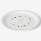 ブルー金ゴールドクリスマスファララID1009 ペーパープレート (アングル)