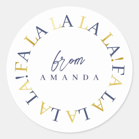 ブルー金ゴールドクリスマスファララID1009 ラウンドシール (正面)