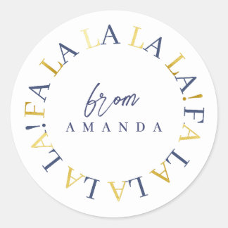 ブルー金ゴールドクリスマスファララID1009 ラウンドシール