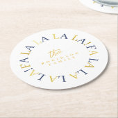 ブルー金ゴールドクリスマスファララID1009 ラウンドペーパーコースター (アングル)