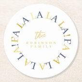 ブルー金ゴールドクリスマスファララID1009 ラウンドペーパーコースター (正面)