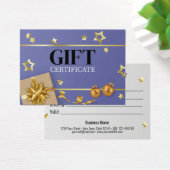 ブルー金ゴールドクリスマスボールスターリボンギフトカード (デスク)