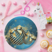 ブルー金ゴールドクリスマス紙プレート ペーパープレート (パーティー)