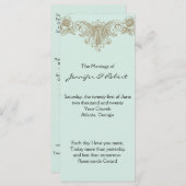 ブルー金ゴールドクリームヴィンテージフレーム結婚式 プログラム (正面/裏面)