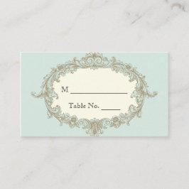 ブルー金ゴールドクリームヴィンテージフレ結婚ームの座席表 プレイスカード