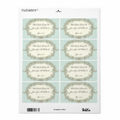 ブルー金ゴールドクリームヴィンテージ枠水瓶ラベル ラベル (フルシート)