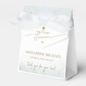 ブルー金ゴールドクロスサンキューボーイファースト聖餐式 フェイバーボックス (正面サイド)