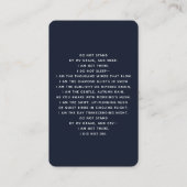 ブルー金ゴールドクロスフォト葬儀祈りの言葉カード 名刺 (裏面)