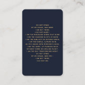 ブルー金ゴールドクロスフォト葬儀祈りの言葉カード 名刺 (裏面)