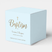 ブルー金ゴールドクロス男の赤ちゃんバプティスサンキュー フェイバーボックス (裏面サイド)