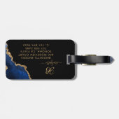 ブルー金ゴールドグリッターアゲートゲイドモノグラムノート ラゲッジタグ (裏面横)