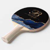 ブルー金ゴールドグリッターアゲートゲーデモノグラム 卓球ラケット (正面アングル)