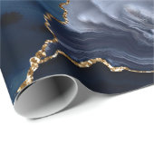 ブルー金ゴールドグリッターアゲートマーブルトレンディーシック ラッピングペーパー (ロールコーナー)