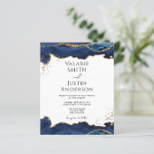 ブルー金ゴールドグリッターアゲート結婚式招待状 (スタンド正面)