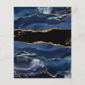 ブルー金ゴールドグリッターアゲート結婚式招待状 (裏面)