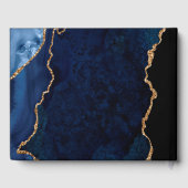 ブルー金ゴールドグリッターアゲ結婚ート ゲストブック (裏面)