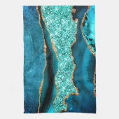 ブルー金ゴールドグリッターキッチンタオル キッチンタオル (縦)