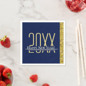 ブルー金ゴールドグリッターハッピーニューイヤーホリデーナプキンズ スタンダードカクテルナプキン (インサイチュ)