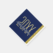 ブルー金ゴールドグリッターハッピーニューイヤーホリデーナプキンズ スタンダードカクテルナプキン (角)