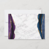 ブルー金ゴールドグリッターパープルアゲ結婚ート 出欠カード (裏面)