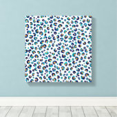 ブルー金ゴールドグリッターヒョウ柄 キャンバスプリント (インサイチュ (ウッドフロア))