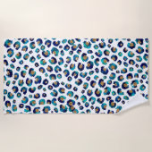 ブルー金ゴールドグリッターヒョウ柄 ビーチタオル (正面)