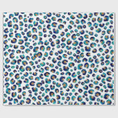 ブルー金ゴールドグリッターヒョウ柄 ラッピングペーパー (フラット)