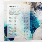 ブルー金ゴールドグリッター水彩三折パンフレット 三つ折りカード (内部最初)