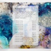 ブルー金ゴールドグリッター水彩三折パンフレット 三つ折りカード (内部中)