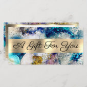 ブルー金ゴールドグリッター水彩贈与証 (正面/裏面)