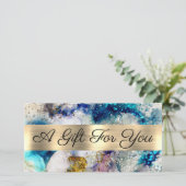 ブルー金ゴールドグリッター水彩贈与証 (スタンド正面)