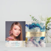 ブルー金ゴールドグリッター水色二折パンフレット (スタンド正面)