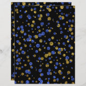 ブルー金ゴールドグリッター紙吹雪ブラックスクラップブック紙 (正面/裏面)