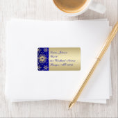 ブルー金ゴールドグリッター雪片差出人住所ラベル ラベル (インサイチュ)